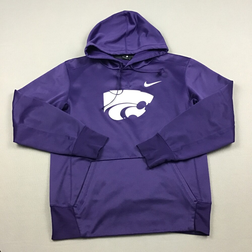 Kansas State Wildcats Hoodie Men Small Purple Nike Therma Fit Sweatshirt NCAA S